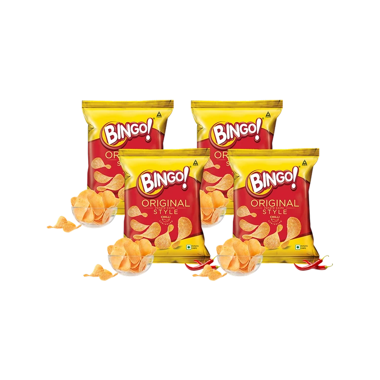 Bingo Original Style Chilli Potato Chips - Pack of 4
