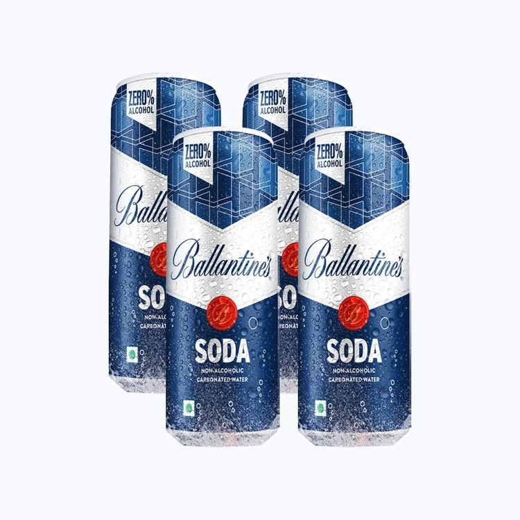 Ballantines Non-Alcoholic Carbonated, Soda Water - Pack of 4