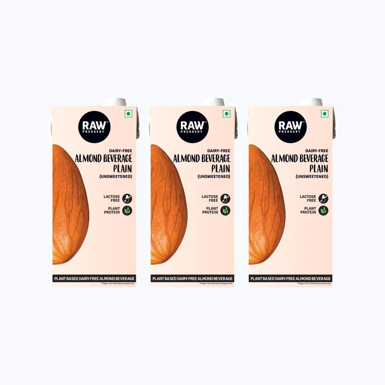 Raw Pressery Plain & Unsweetened Almond Beverage - Pack of 3