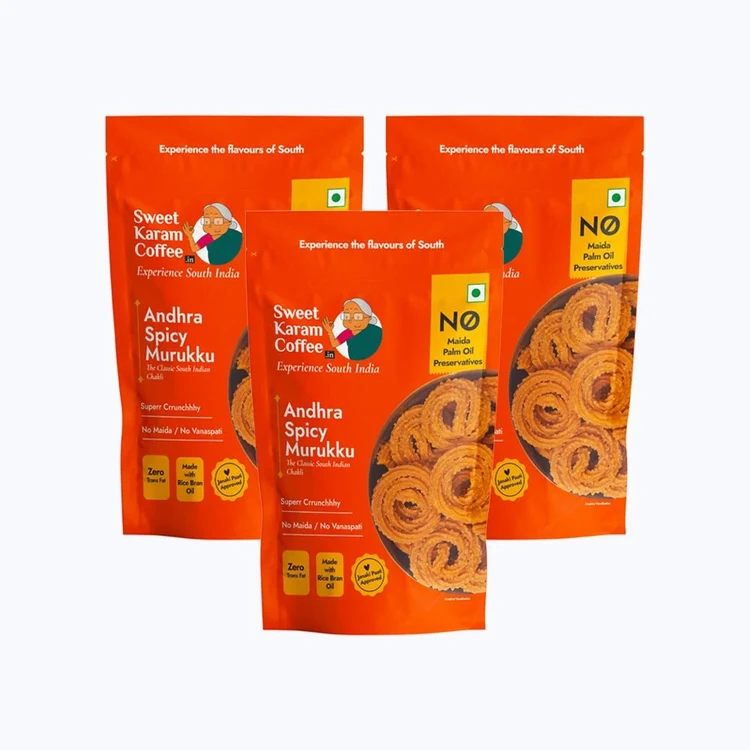 Sweet Karam Coffee Andhra Spicy Murukku - Pack of 3