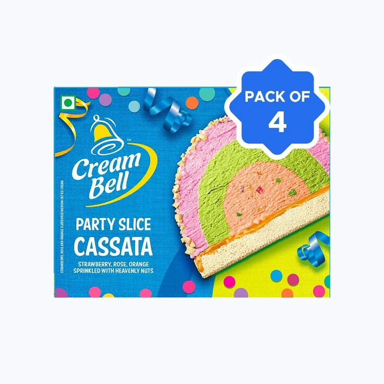Cream Bell Party Slice Cassata Ice Cream - Pack of 4