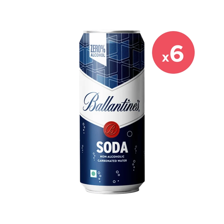 Ballantines Non-Alcoholic Carbonated, Soda Water - Pack of 6