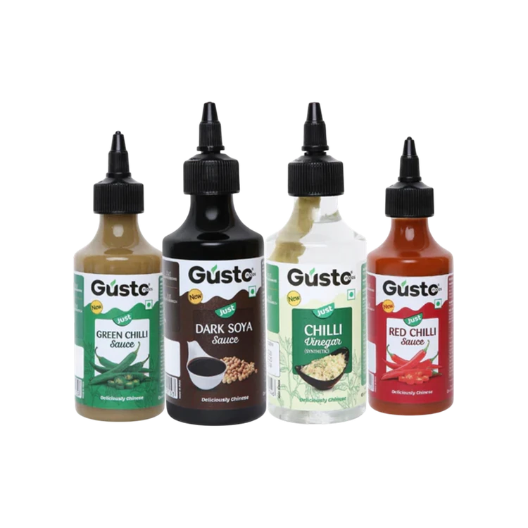 Gusto Foods Red Chilli, Green Chilli, Soy Sauce & Chilli Vinegar