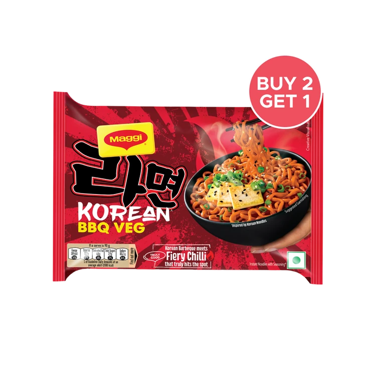 Maggi Korean Bbq Veg Instant Noodles - Buy 2 Get 1 Free