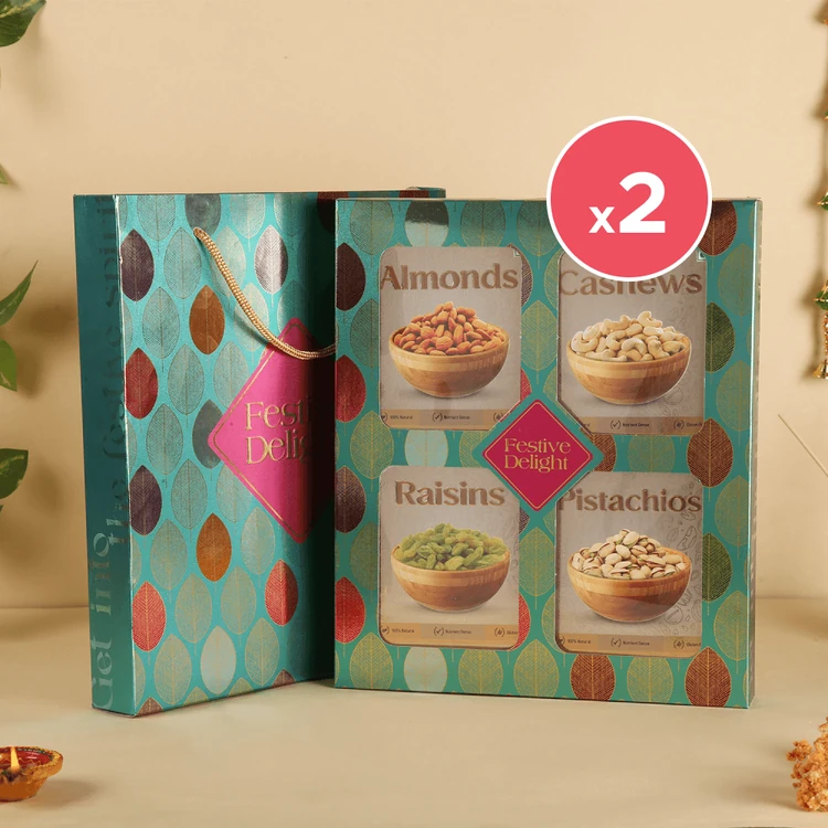 Festive Delight (Cashew + Raisins + Almond) Dry Fruits Gift Pack 600 g - Pack of 2 (Dry Fruits Udugore Pack)
