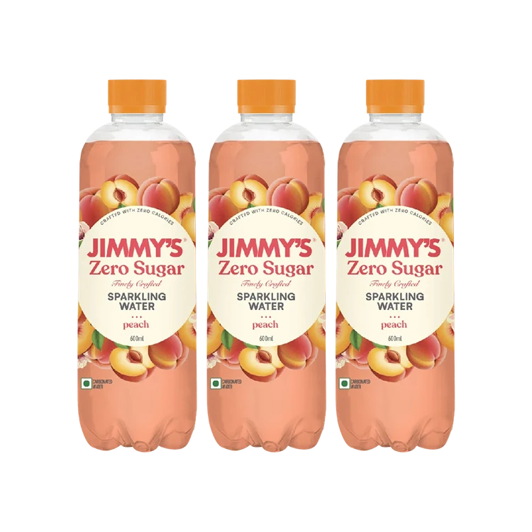 Jimmy's Zero Sugar Sparkling Water (Peach) - Pack of 3