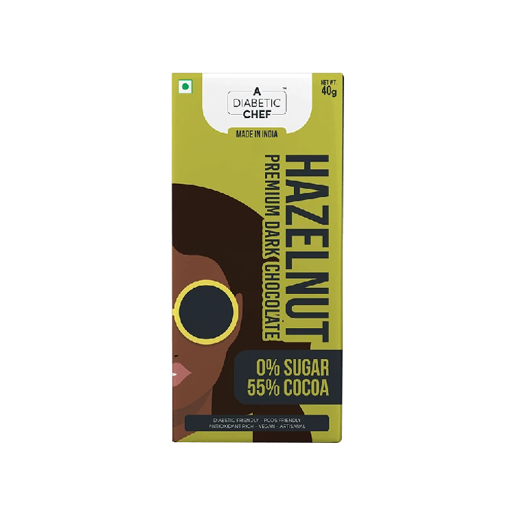 A Diabetic Chef Hazelnut Belgian Dark Chocolate (0% Sugar, 55% Cocoa)