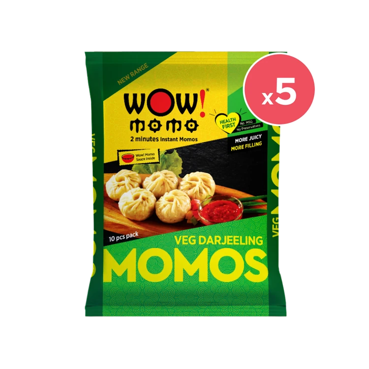 Wow! Momo Veg Darjeeling Momos (Frozen) - Pack of 5