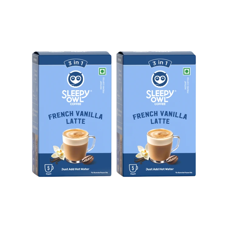 Sleepy Owl French Vanilla Latte Instant Coffee Premix (3 in 1) - Pack of 2