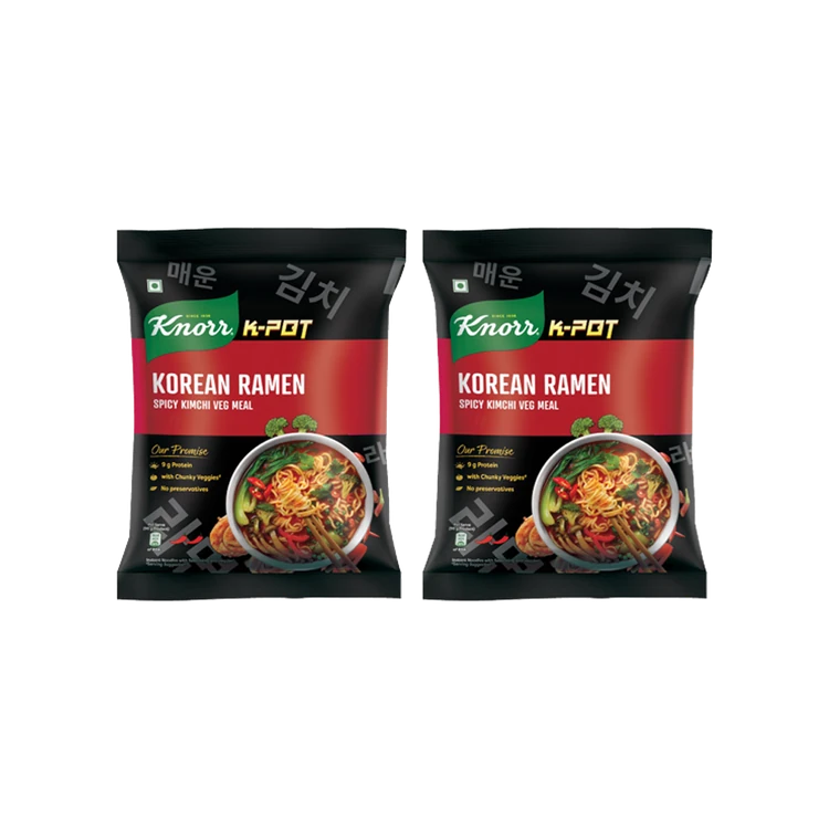 Knorr Korean Ramen Spicy Kimchi Veg Flavoured Instant Noodles - Pack of 2