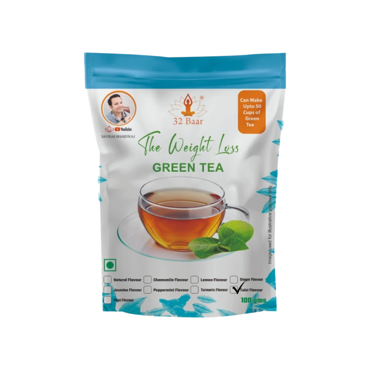 32 Baar The Weight Loss Green Tea Leaves (Tulsi Flavour)