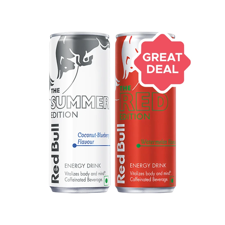 Red Bull The Summer Edition Energy Drink +  The Red Edition Energy Drink Combo