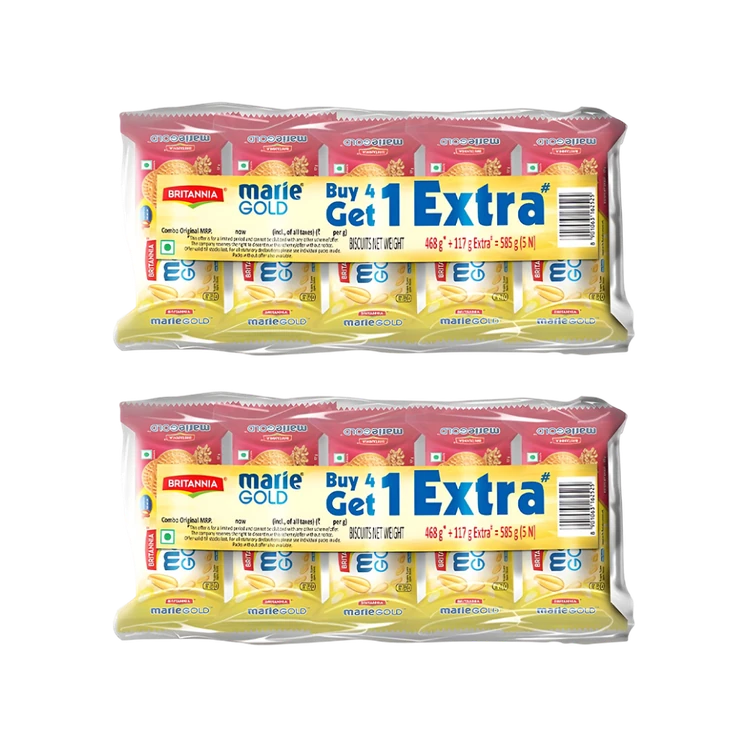 Britannia Marie Gold Marie Biscuits - Buy 4 Get 1 Free - Pack of 2