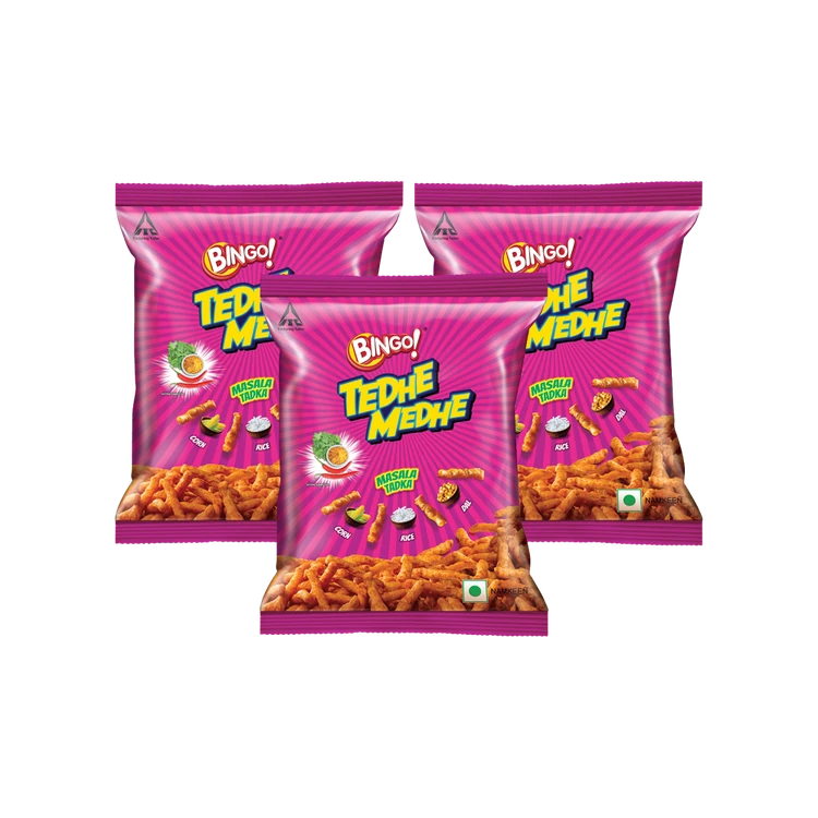 Bingo Tedhe Medhe Masala Tadka Crisps - Pack of 3