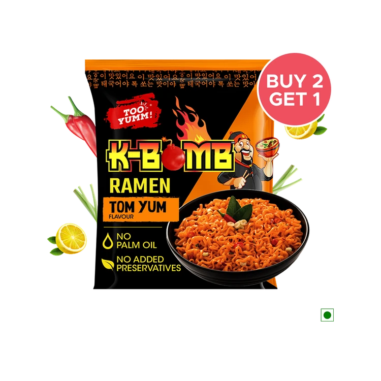Too Yumm K-Bomb Ramen Tom Yum Instant Noodles Veg - Buy 2 Get 1 Free