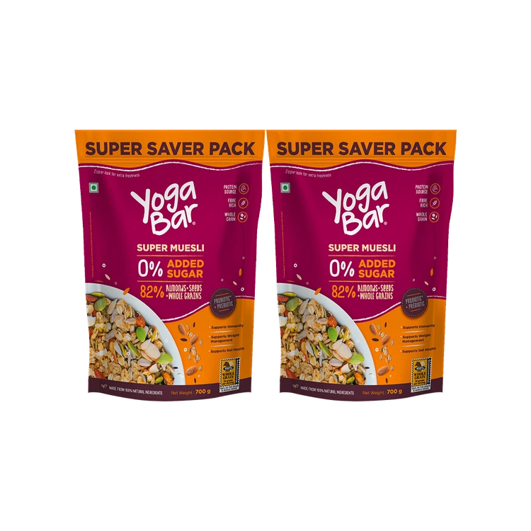 Yoga Bar 0% Added Sugar Super Muesli (700 g) - Pack of 2