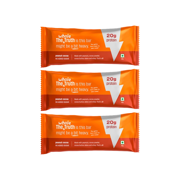 The Whole Truth 20 g Protein Bar - Peanut Cocoa - Pack of 3