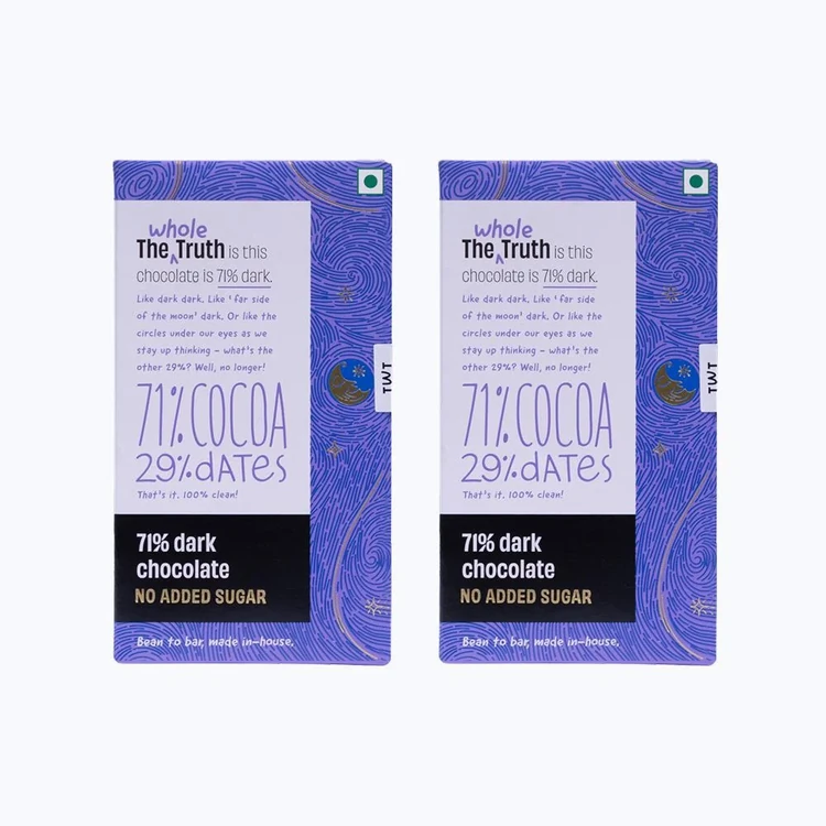 The Whole Truth 71% Dark Chocolate Bar - Pack of 2