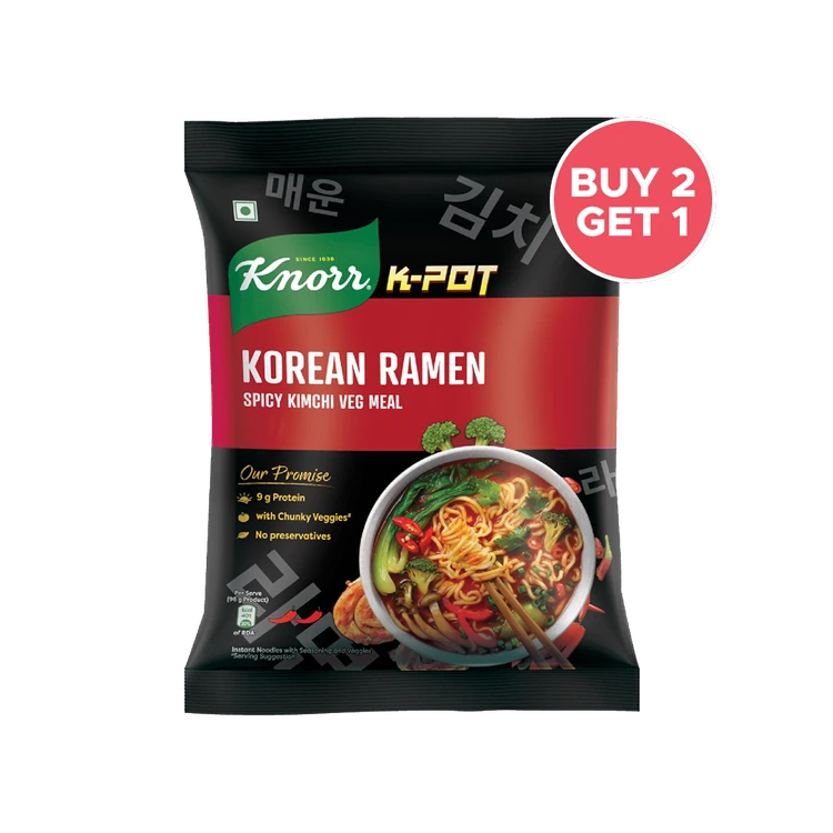 Knorr Korean Ramen Spicy Kimchi Veg Flavoured Instant Noodles - Buy 2 Get 1 Free