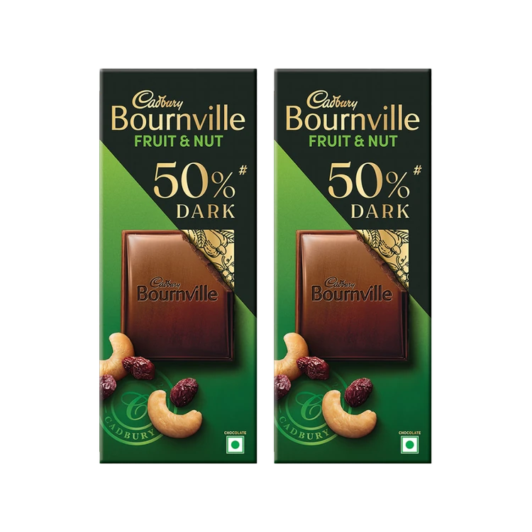 Cadbury Bournville Fruit & Nut Dark Chocolate Bar - Pack of 2