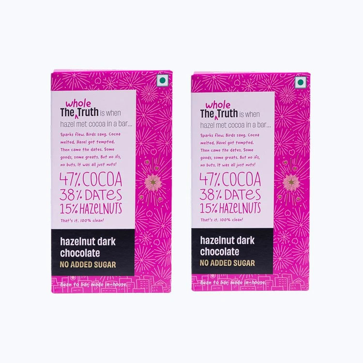 The Whole Truth Hazelnut Dark Chocolate Bar - Pack of 2