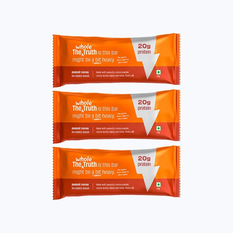 The Whole Truth 20 g Protein Bar - Peanut Cocoa - Pack of 3