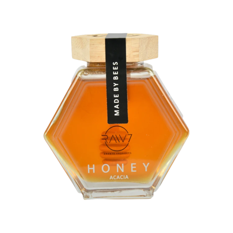 Raw7 Acacia Honey With Wooden Cap and Dipper