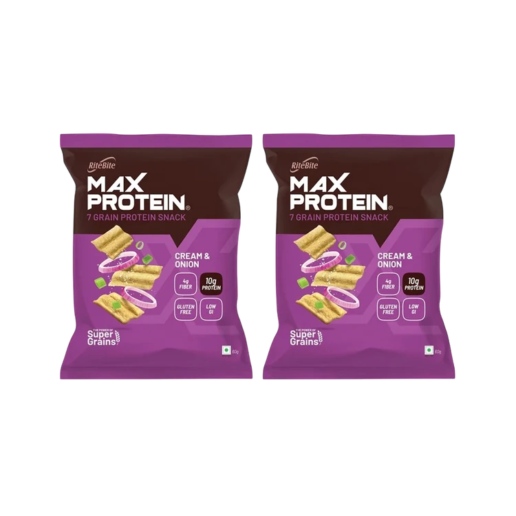 RiteBite Max Protein Cream & Onion 10 g Protein Multigrain Chips - Pack of 2