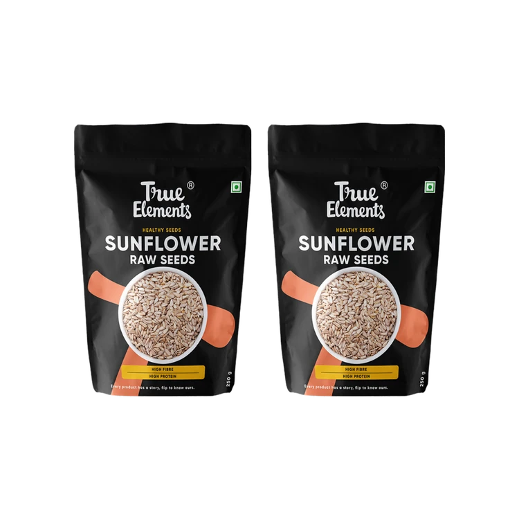 True Elements Raw Sunflower Seeds (250 g) - Pack of 2 (Suryakanthi Beeja)