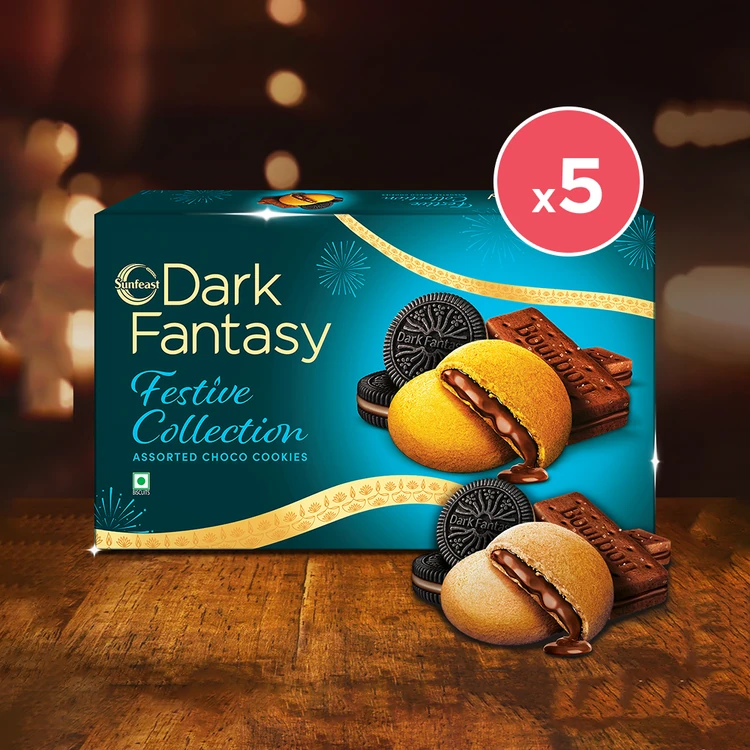 Sunfeast Dark Fantasy Festive Collection Biscuits Gift Pack - Pack of 5