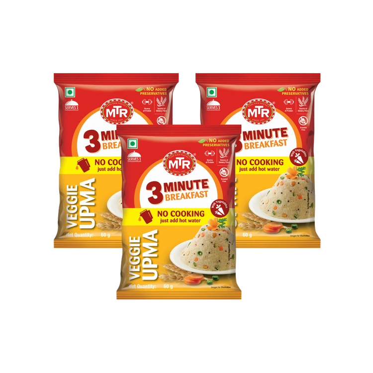 MTR 3 Minute Veggie Upma Breakfast Mix - Pack of 3