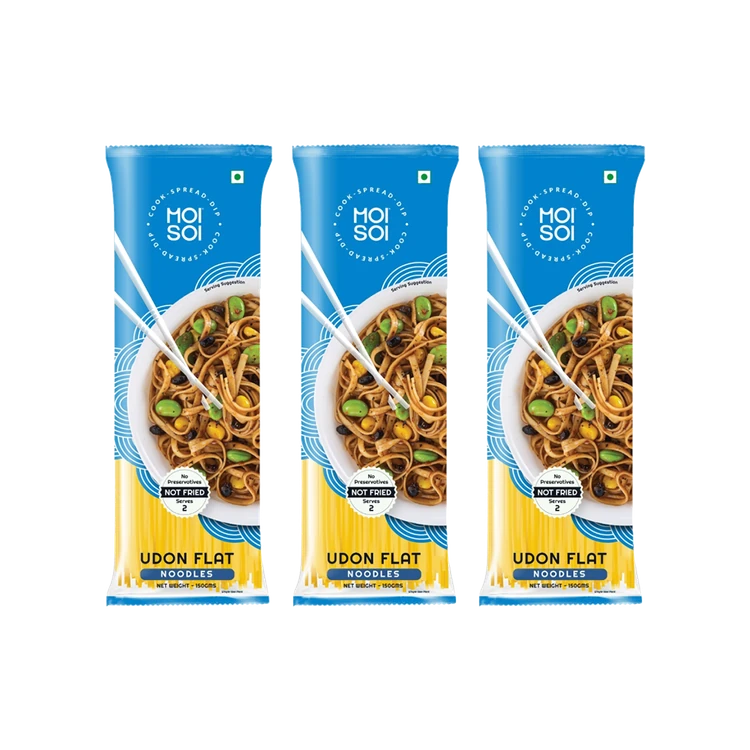 Moi Soi Udon Flat Noodles - Japanese Noodles - Pack of 3