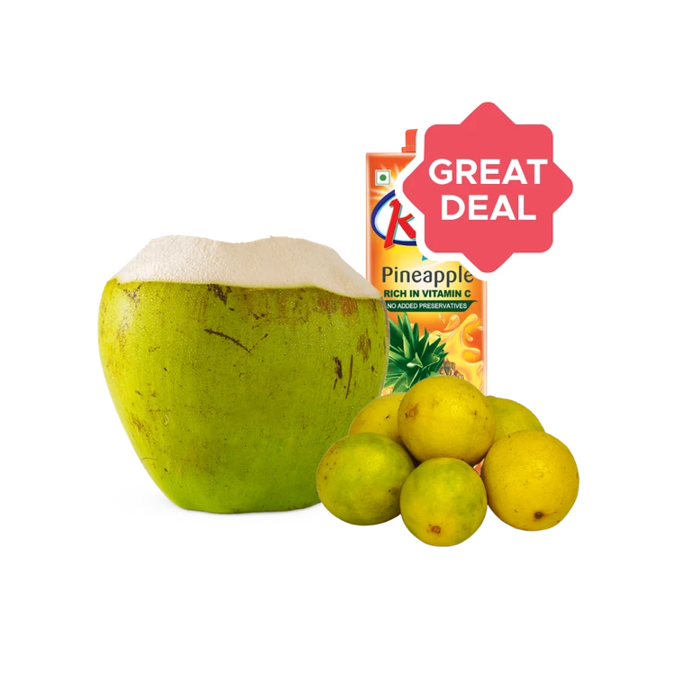 Real Fruit Power Pineapple Juice + Tender Coconut + Lemon Combo