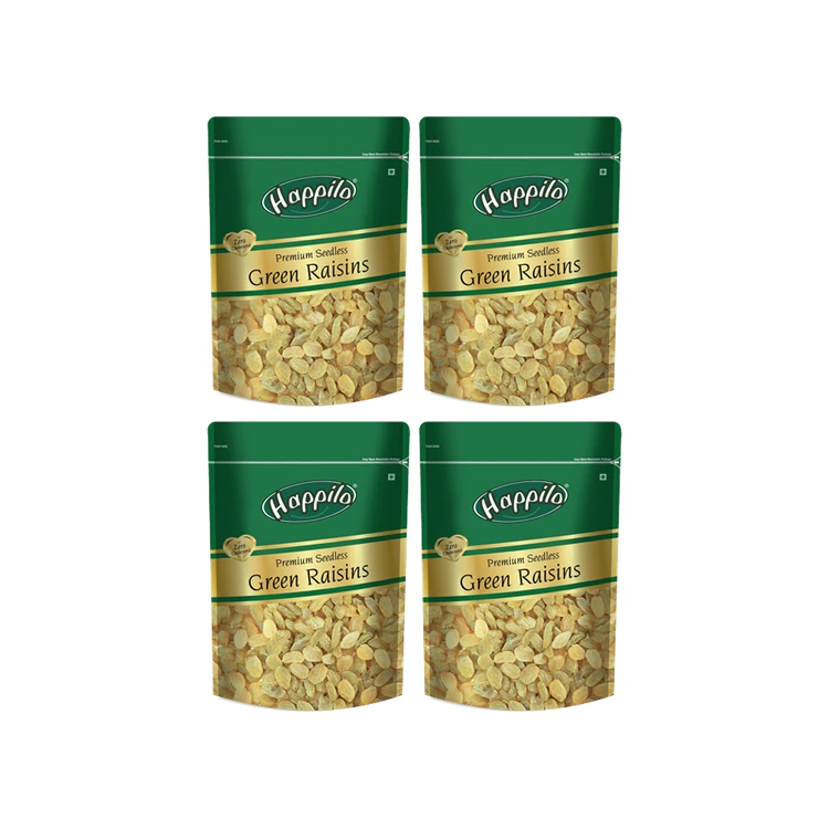 Happilo Premium Seedless Green Raisins - Pack of 4 (Ona Drakshi)