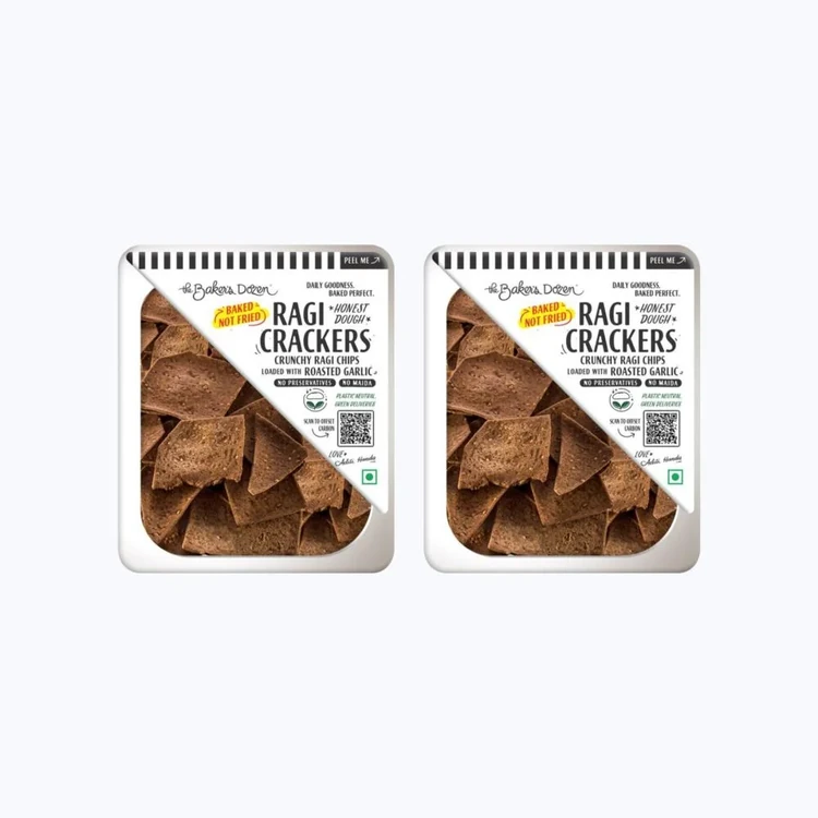 The Baker's Dozen High Protein Ragi Crackers Chips - Pack of 2