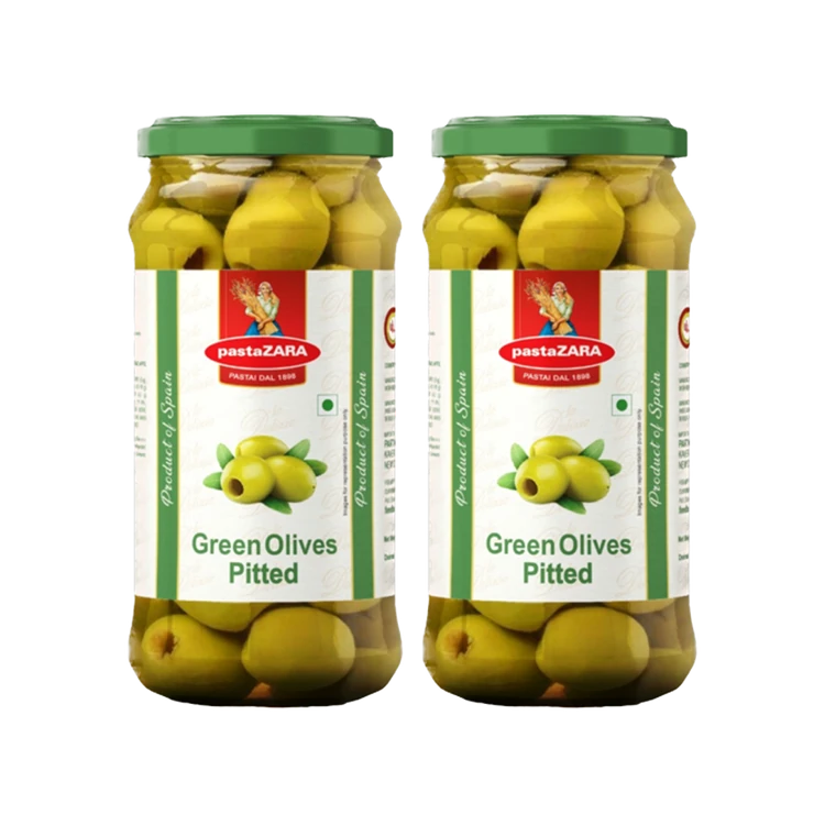 pastaZara Spanish Green Olives (Pitted) - Pack of 2