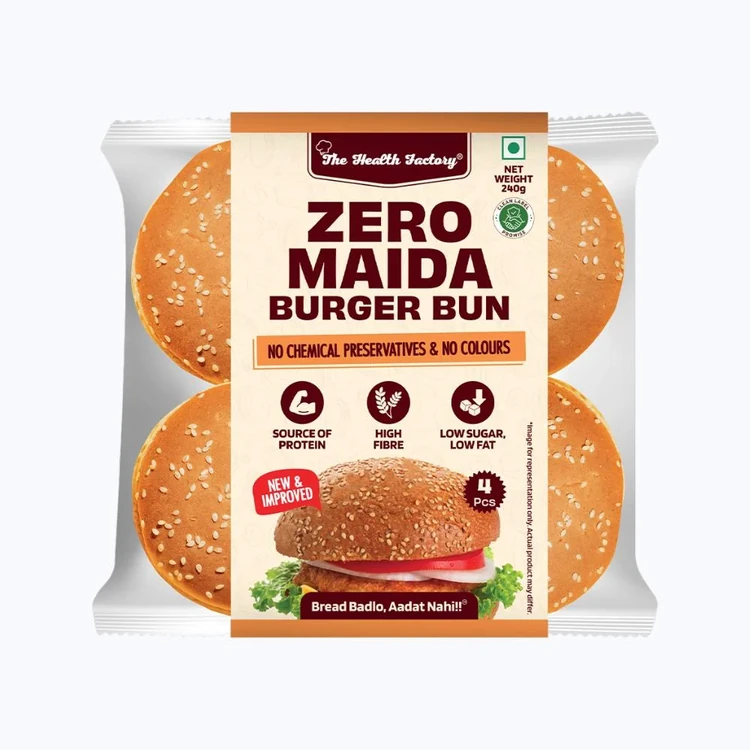 The Health Factory Zero Maida Burger Bun - Pack of 4