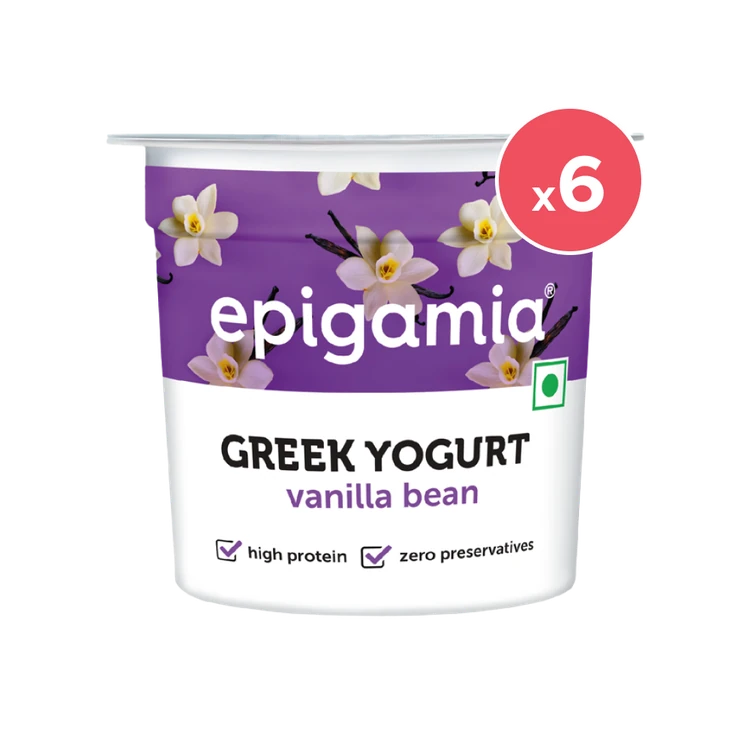 epigamia Vanilla Bean Flavoured Greek Yogurt - Pack of 6