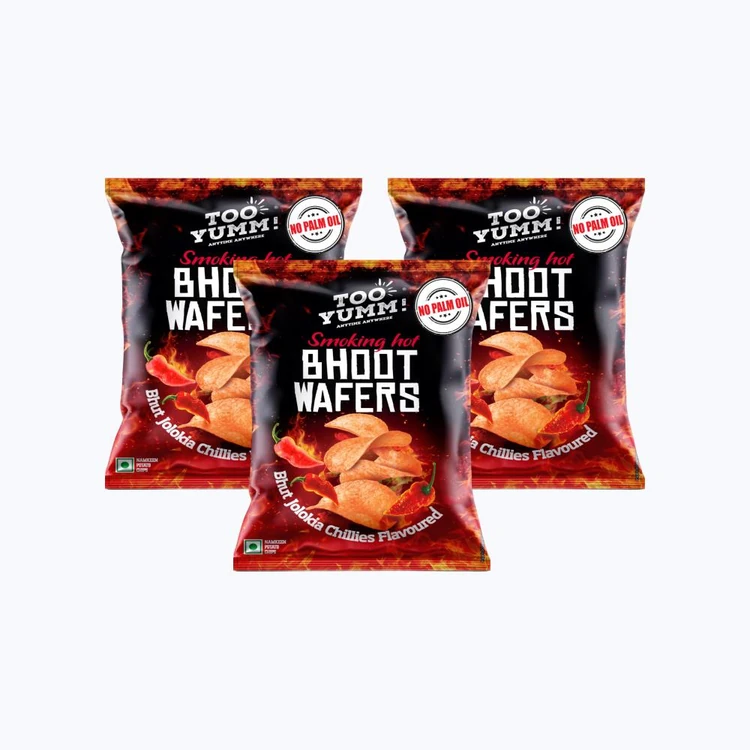 Too Yumm Bhoot Wafers Spicy Jholokia Chilli Potato Chips - Pack of 3