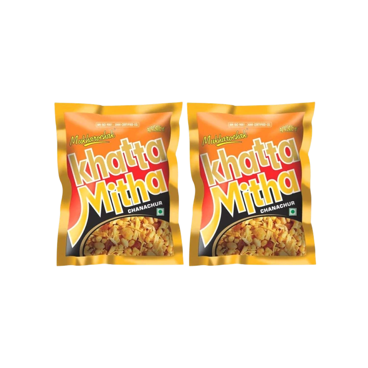 Mukharochak Khatha Meetha Chanachur Mixture Namkeen - Pack of 2