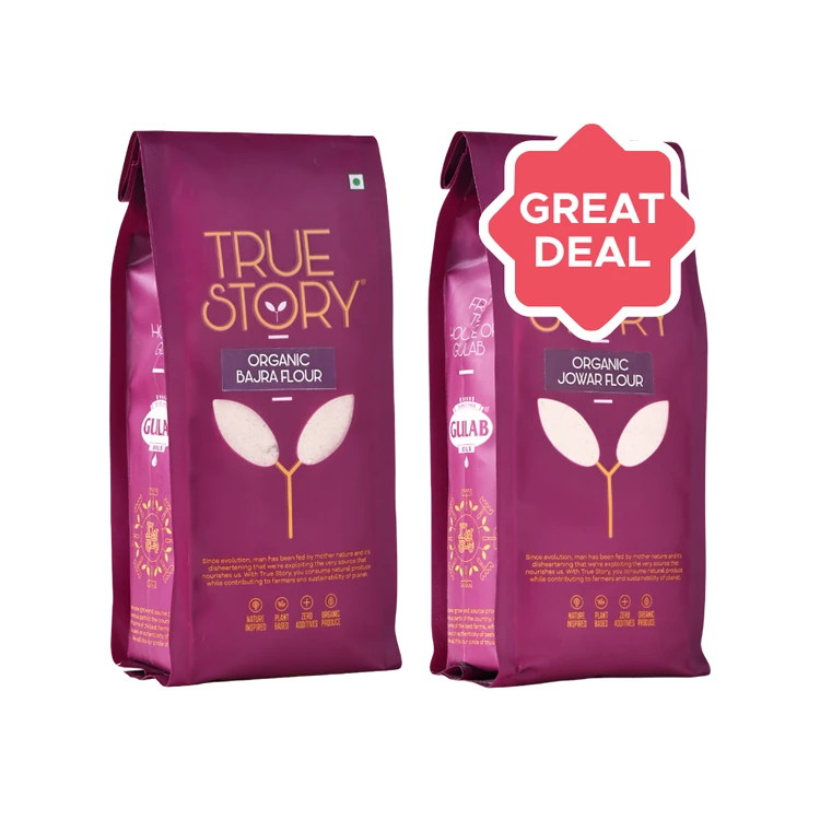 True Story Organic Bajra Flour +  Organic Jowar Flour Combo