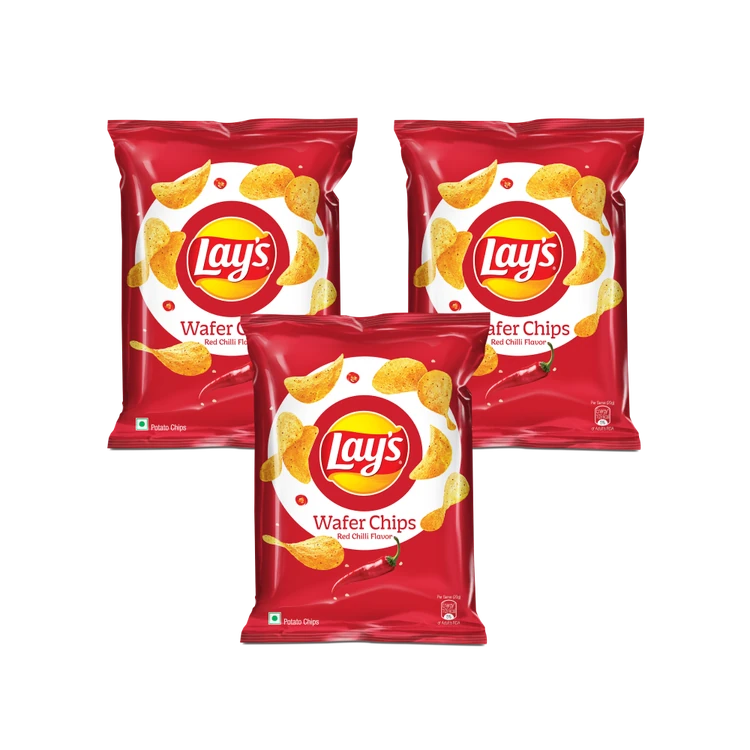Lay's Wafer Style - Red Chilli Potato Chips - Pack of 3