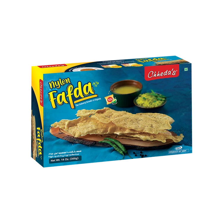 Chheda's Fafda, with Kadhi Chutney and Chilli Pickle