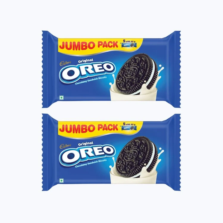 Cadbury Oreo Vanilla Sandwich Cream Biscuits Jumbo Pack - Pack of 2