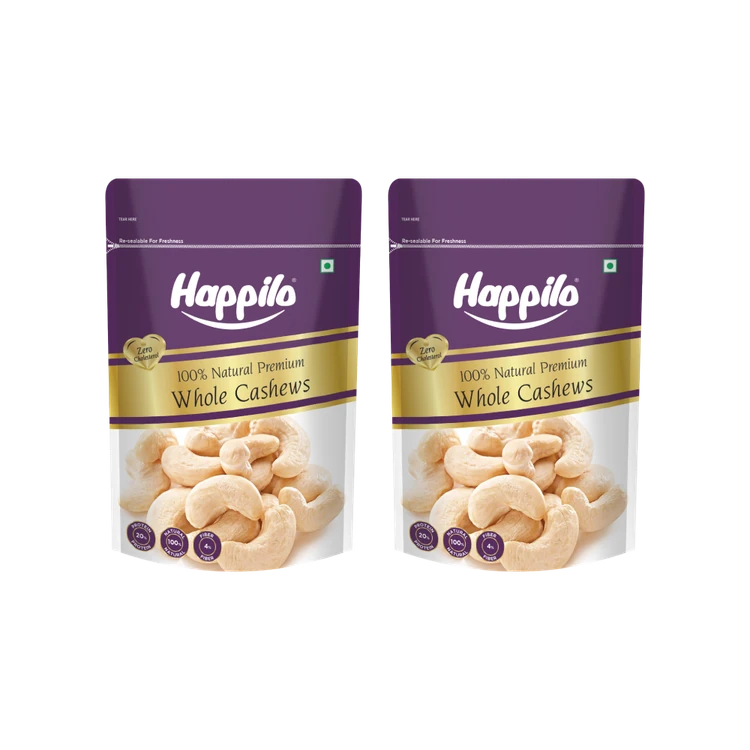 Happilo Premium Natural Whole Cashew - Pack of 2 (Godambi)