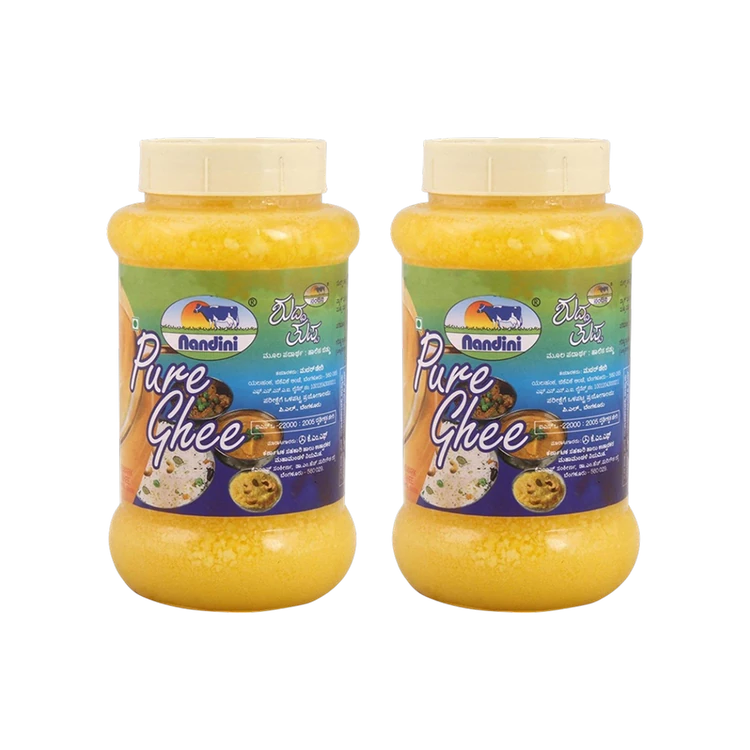 Nandini Pure Cow Ghee (Jar) - Pack of 2 (Hasuvina Tuppa)