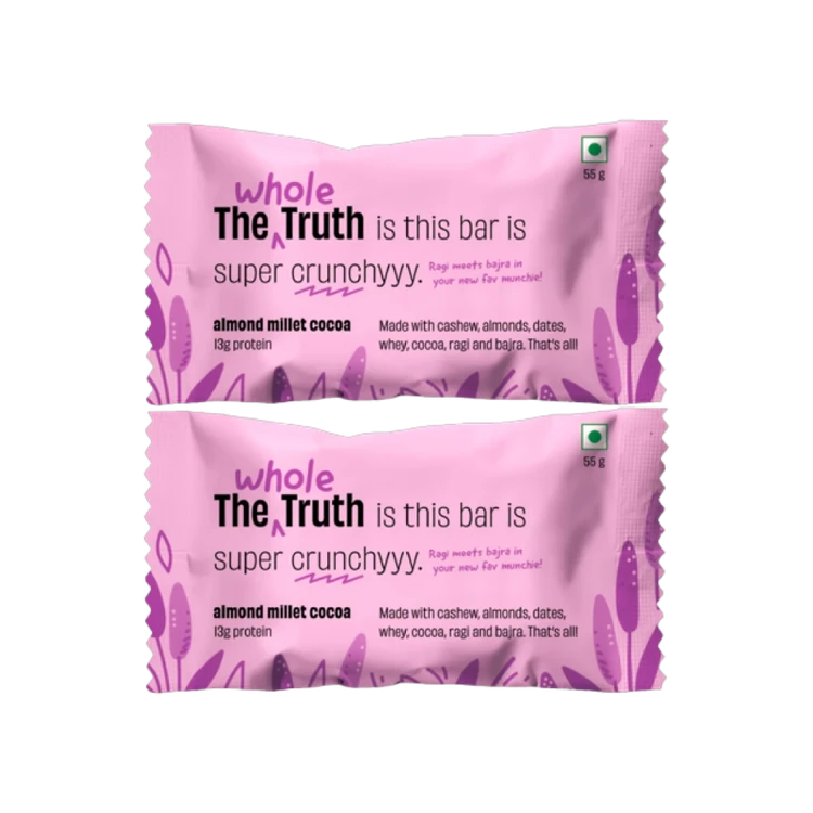 The Whole Truth Almond Millet Cocoa Protein Bar - Pack of 2