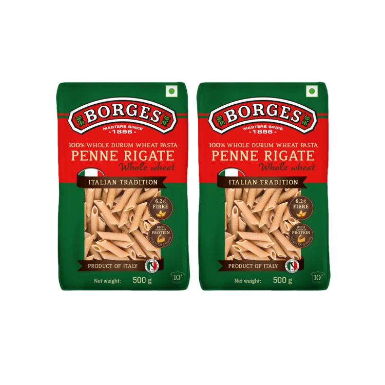 Borges Penne Rigate Whole Wheat Pasta - Pack of 2