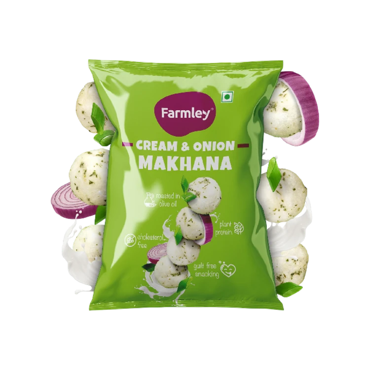 Farmley Cream & Onion Roasted Flavoured Makhana Roasted In Olive Oil
