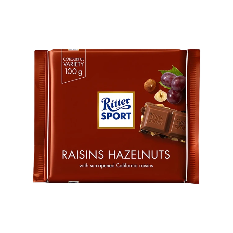 Ritter Sport Raisins Hazelnuts Milk Chocolate Bar